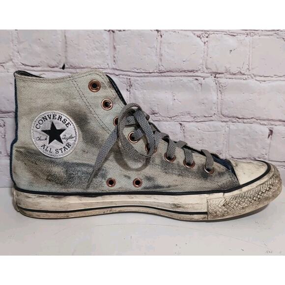 Size 9 - Converse Chuck High Top Denim Cherry Blossom Goth Zombie Custom Shoe - Picture 12 of 15